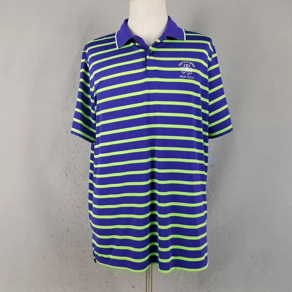 Ralph Lauren RLX Polo Shirt Mens XL Striped 2017 US Open Erin Hills Golf‎